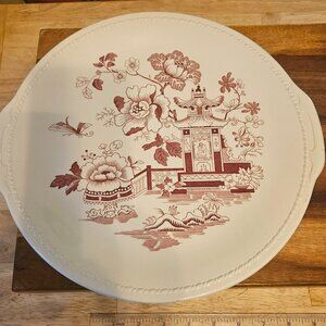 vintage Taylor Smith platter featuring an Asian pagoda design